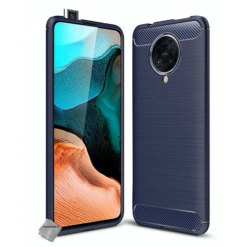 Htdmobiles Coque silicone gel carbone pour Xiaomi Poco F2 Pro + film ecran - BLEU FONCE