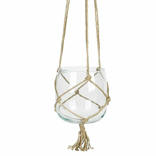 Paris Prix Boule en Verre Suspendue Chanvre 18cm Transparent & Naturel