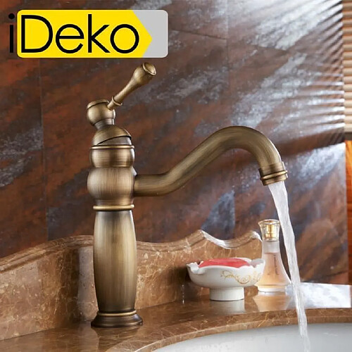 iDeko®Robinet Mitigeur lavabo salle de bain en Laiton rotation à 360 degrés Style Japonais rétro cuivre avec Flexible