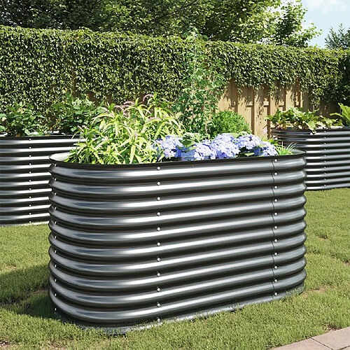 vidaXL Lit surélevé de jardin 160x80x81 cm Acier galvanisé Gris