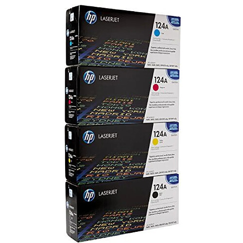 HP 124A Lot de 4 Toners laser d'origine Couleurs Assorties