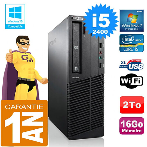 PC Lenovo M92p SFF Core I5-2400 Ram 16Go Disque 2 To Graveur DVD Wifi W7 · Occasion