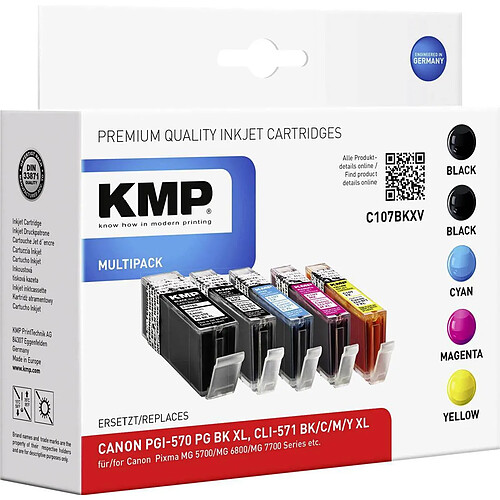 KMP Pack de 5 cartouches C107BKXV compatible CANON 570XL PGBK + 571XL BK C Y M