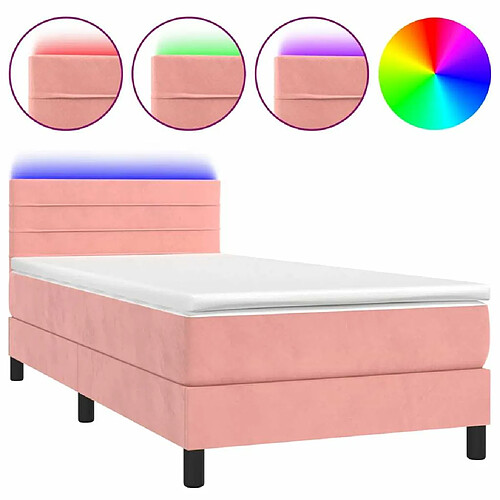 Maison Chic Lit adulte- Lit + matelas,Sommier à lattes de lit avec matelas et LED Rose 100x200 cm -GKD87964