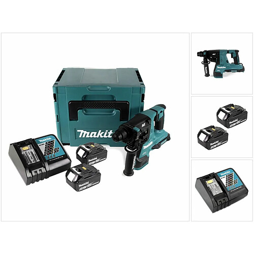 Makita DHR 280 RTJ Perforateur-burineur sans fil Brushless SDS-PLUS + 2x Batteries 18 V - 5 Ah / 5000 mAh + 1x Chargeur +