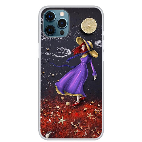 Coque en TPU anti-chute, antichoc fille violette pour votre Apple iPhone 13 Pro 6.1 pouces