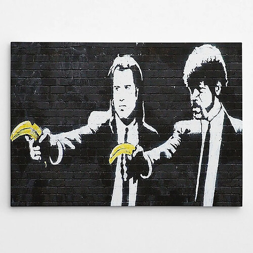 EPIKASA Impression sur Toile Banksy Pulp Fiction, Noir, Polyester, 100x3x70 cm