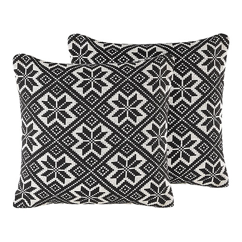 Beliani Lot de 2 coussins BESKOZ Bouclé 45 x 45 cm Géométrique Noir