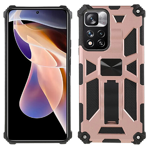 Coque en TPU anti-rayures, antichoc, magnétique avec béquille or rose pour votre Xiaomi Redmi Note 11 Pro Plus/Redmi Note 11 Pro