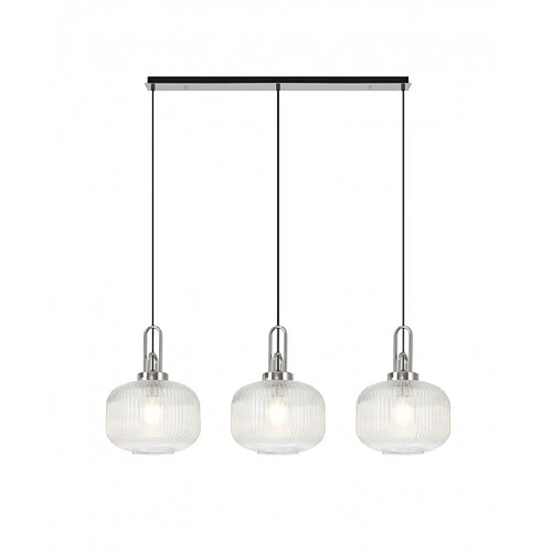 Luminaire Center Suspension 3 ampoules Nickel poli