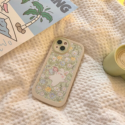 GUPBOO Étui pour iPhone11ProMax Peinture à l'huile fleurs lapin étui de téléphone frais