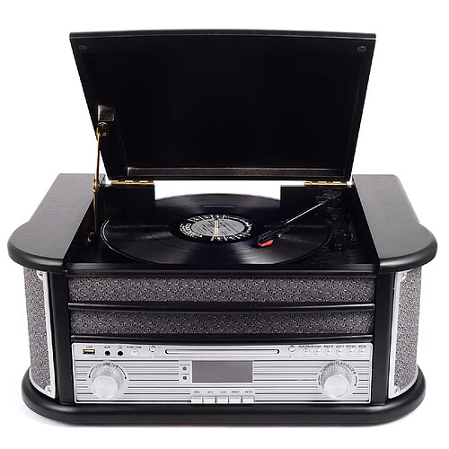 Lecteur de disques vinyles Denver MRD-51 Black Radio Dab/FM, CD, Cassette, REC. Haut-parleurs 5W, Design rétro. Boîtier en Bois.