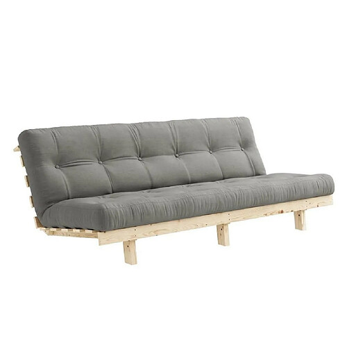 Inside 75 Banquette convertible futon LEAN pin coloris gris couchage 130x190 cm.