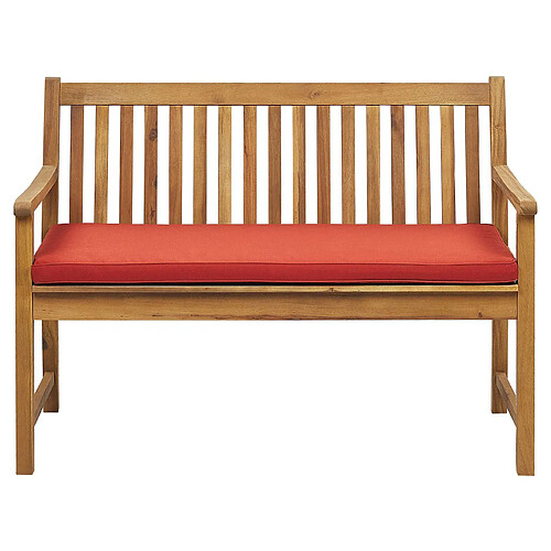 Beliani Banc avec coussin d'assise VIVARA avec coussin Bois d'acacia certifié 120 cm Rouge foncé