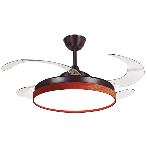 Ventilateur de plafond COSMOS marron/cerise, 4 pales escamotables 72W LED 3000|4000|6000K H.35xP.108cm