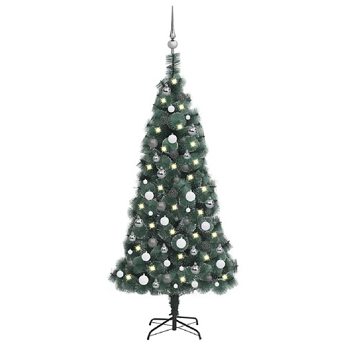 vidaXL Arbre de Noël artificiel avec LED et boules Vert 150 cm PVC PE