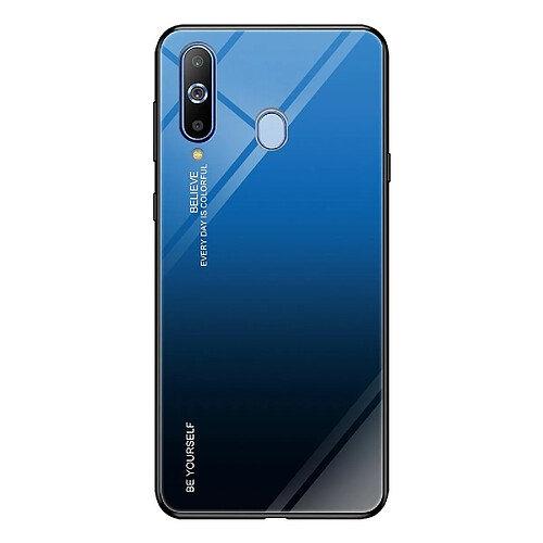 Wewoo Coque Pour Galaxy A8s Gradient Color Glass Case Blue