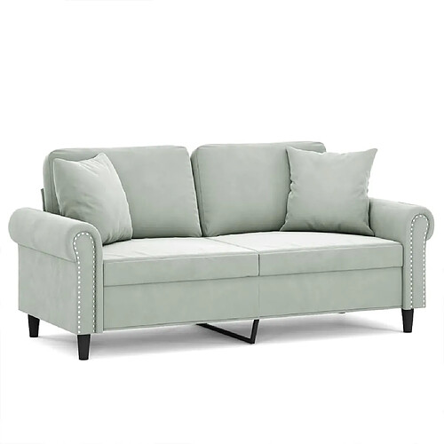 Maison Chic Canapé 2 places avec oreillers,Sofa de Salon,Canapé droit gris clair 140 cm velours -GKD996382