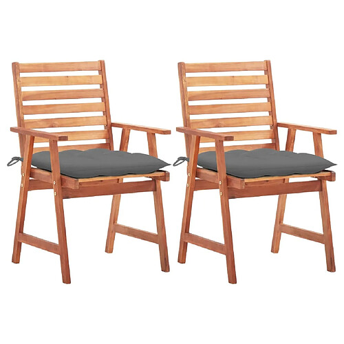 Maison Chic Lot de 2 Chaises à dîner d'extérieur avec coussins | Fauteuil chaises à manger d'extérieur Acacia massif -GKD27234