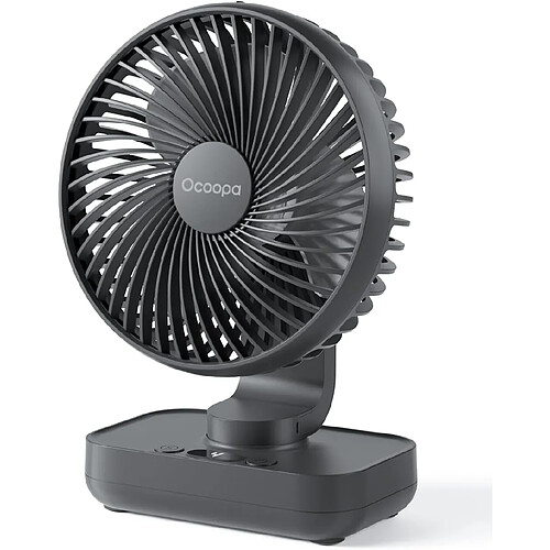 (Mini, Rotateair Mini 5"-noir) Ventilateur Rechargeable à oscillation Automatique, 3600 mAh, 4 vitesses, Écran LED, Mini ventilateur de bureau USB Portable pour la Maison, la Chambre à coucher, le Bureau, les Voyages et le Camping.