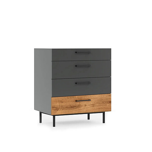 EPIKASA Commode à Tiroirs Volga, Anthracite, Panneau d'Aggloméré Mélaminé, 80x50x90 cm