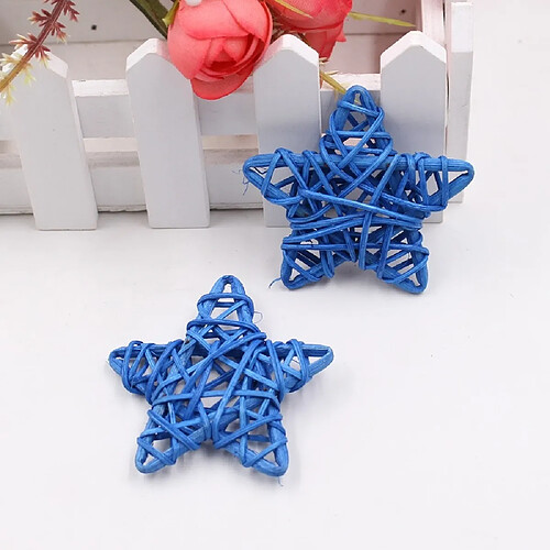 Wewoo 10 pcs artificielle boule de paille bricolage décoration rotin étoiles décor de noël fournitures de maison ornement bleu