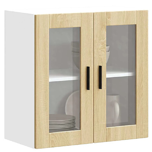 vidaXL Armoire murale de cuisine et porte en verre Porto chêne sonoma