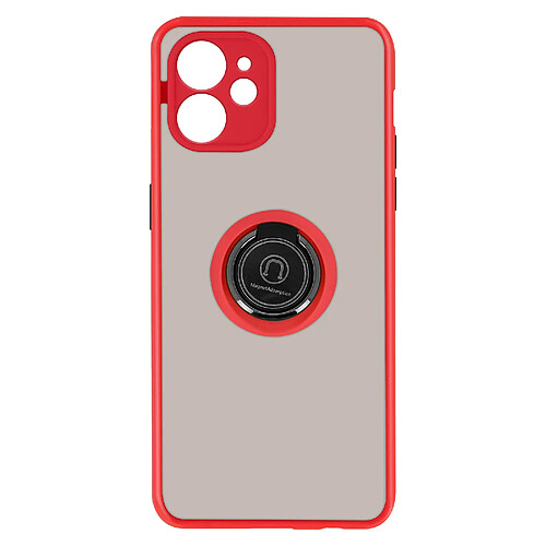 Avizar Coque iPhone 11 Bi-matière Bague Métallique Support rouge