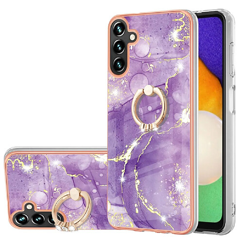 Coque en TPU anti-rayures, électroplaqué, IMD flexible, motif marbre avec béquille Violet 002 pour votre Samsung Galaxy A13 5G