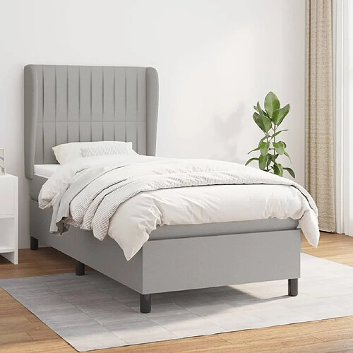 vidaXL Sommier à lattes de lit et matelas Gris clair 90x190 cm Tissu