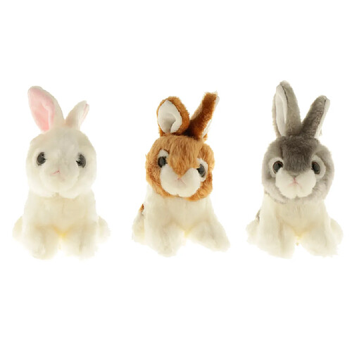 3x Poupée Lapin en Peluche Doux et Réaliste Jouets pour Enfants Bébé 20cm