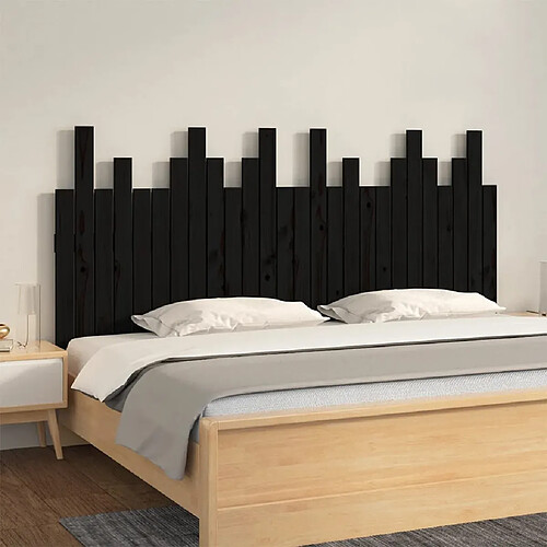 vidaXL Tête de lit murale Noir 166x3x80 cm Bois massif de pin