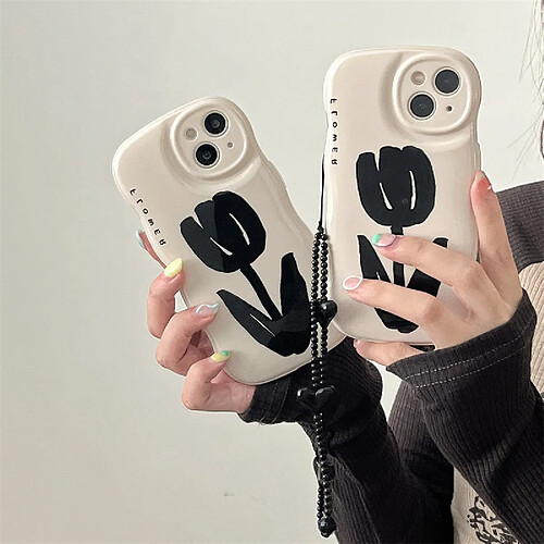 GUPBOO Étui pour iPhone11ProMax Niche créative de cas de téléphone portable japonais et coréen de tulipe de graffiti