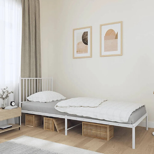 Maison Chic Lit adulte - Cadre de lit métal avec tête de lit,Structure du lit Contemporain pour chambre blanc 90x190 cm -MN25918