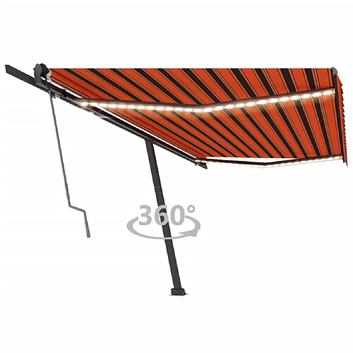 vidaXL Auvent automatique capteur de vent/LED 500x300 cm Orange marron