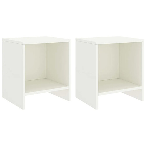 Maison Chic Lot de 2 Tables de chevet,Table de nuit,Table d'appoint pour salon Blanc 35x30x40 cm Bois de pin massif -MN26074