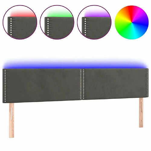 Maison Chic Tête de lit moderne à LED lumineuse pour chambre - Décoration de lit Gris foncé 160x5x78/88 cm Velours -MN54771