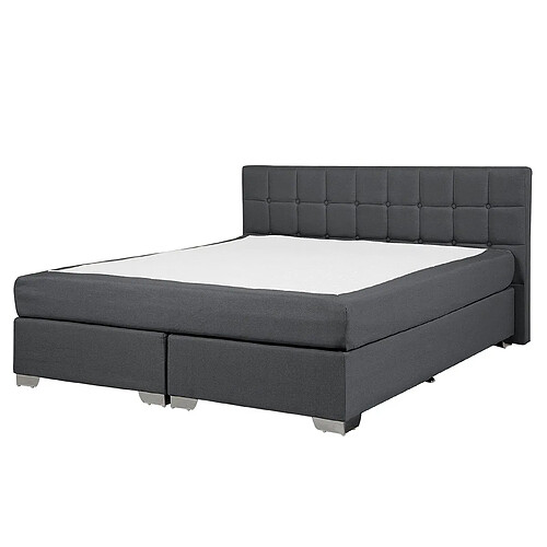 Beliani Lit boxspring en tissu gris 160x200 cm ADMIRAL