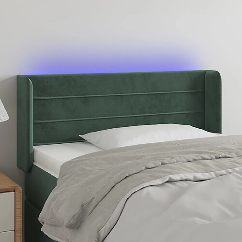 vidaXL Tête de lit à LED Vert foncé 83x16x78/88 cm Velours