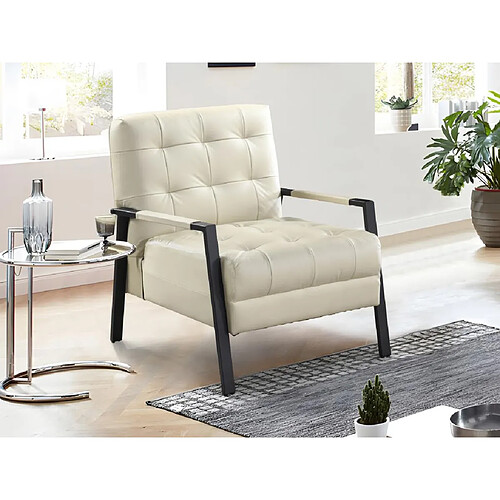 Vente-Unique Fauteuil en cuir beige MARADI