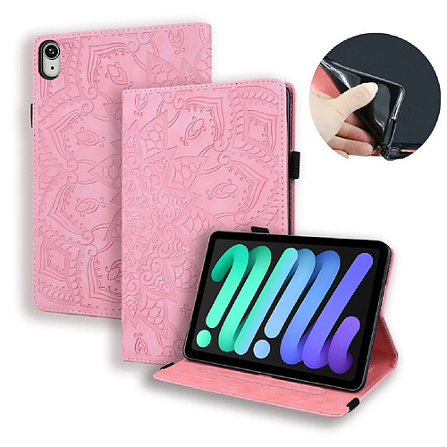 Etui en PU avec support et porte-cartes rose pour votre Apple iPad mini (2021)/mini 6