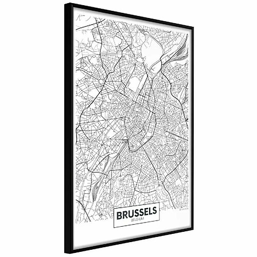 Paris Prix Affiche Murale Encadrée City map Brussels 40 x 60 cm Noir