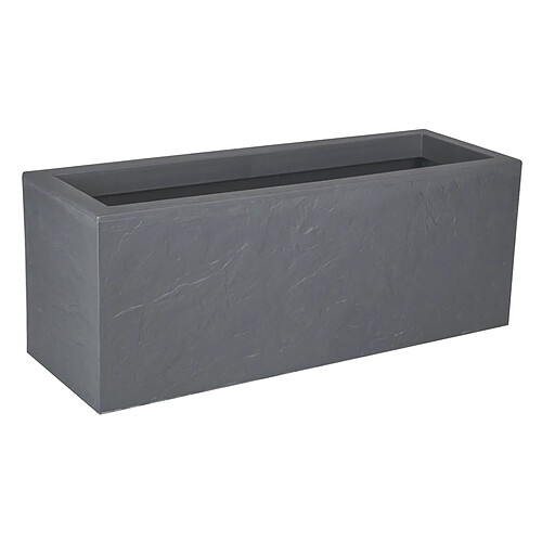 Jardinière rectangulaire Volcania Up effet pierre 57 L Gris Galet - Eda