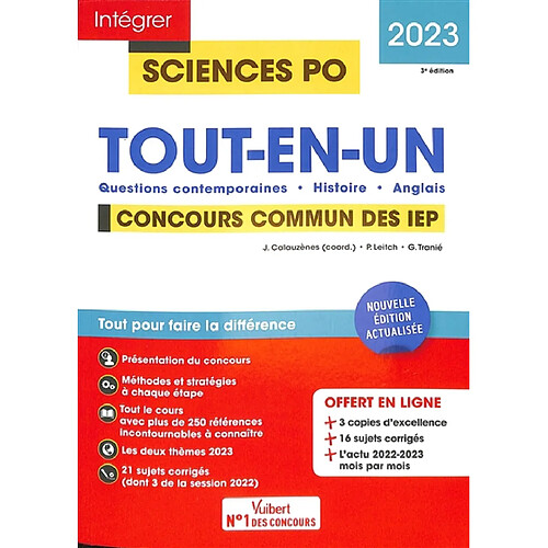 Tout-en-un, concours commun des IEP 2023 : questions contemporaines, histoire, anglais · Occasion