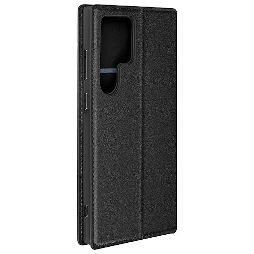 Avizar Étui pour Galaxy S24 Ultra Porte-carte Support Vidéo Clapet Magnétique Noir