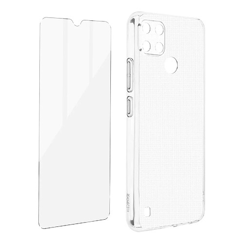 Avizar Coque Realme C21Y et C25Y Silicone Souple Film Verre Trempé 9H Transparent