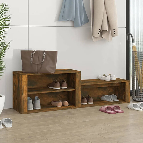 Maison Chic Armoire à Chaussures,Meuble de Rangement à Chaussures Chêne fumé 150x35x45 cm Bois d'ingénierie -MN85380