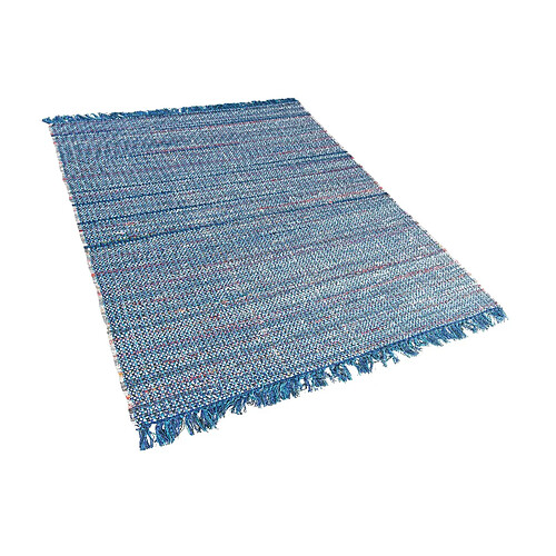 Beliani Tapis en coton turquois 160 x 230 cm BESNI