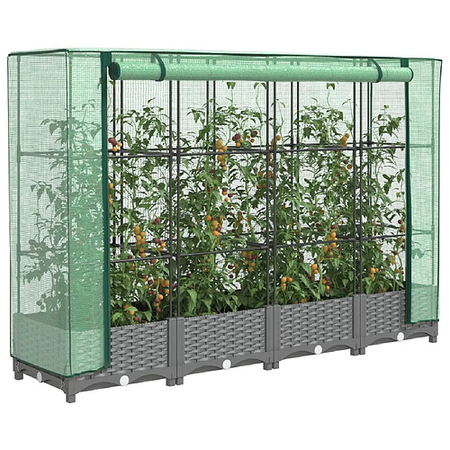 vidaXL Jardinière surélevée avec housse aspect rotin 160x40x123 cm