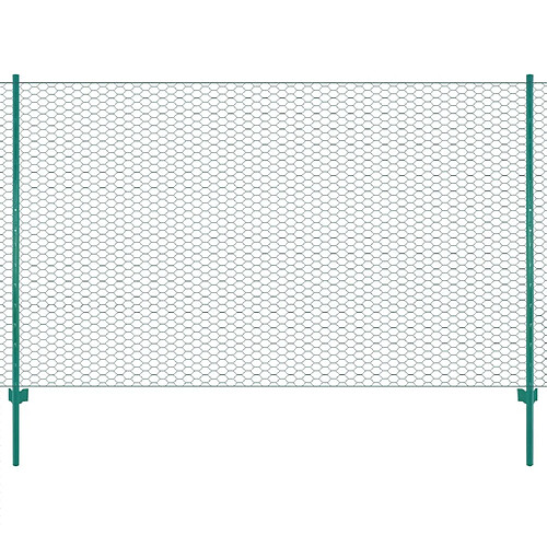 vidaXL Clôture en grillage métallique avec poteaux Acier 25x2 m Vert